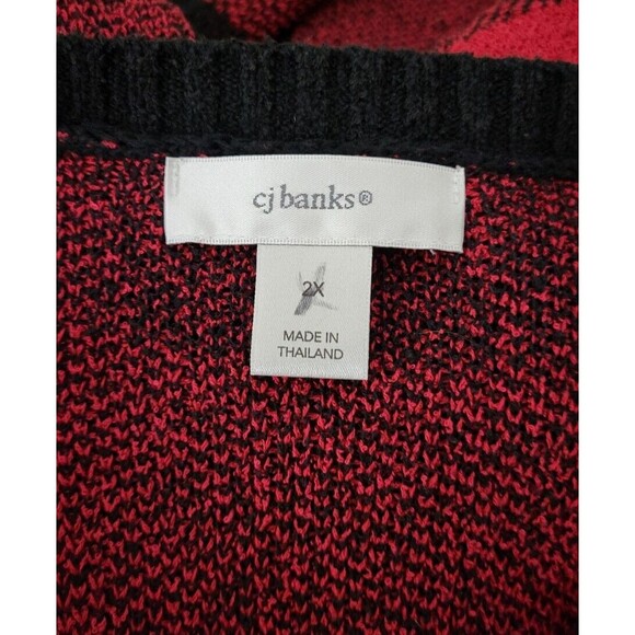 Grunge RED/BLK Buffalo Plaid Check Knit Flannel Pullover Basic Fall Sweater - Picture 7 of 7